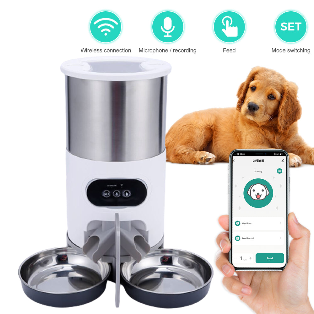 Connected Care Smart Pet Feeder – Ensure Healthy Meals Anytime with Remote App Control, Personalized Voice Messages, and Hygienic Stainless Steel Bowl for Total Peace of Mind