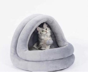 Luxury Cozy Pet Sanctuary - Warm & Secure Hideaway Nest for Cats and Small Dogs, Ultra-Soft Cuddle Cave with Playful Toy for Deep Sleep and Relaxation