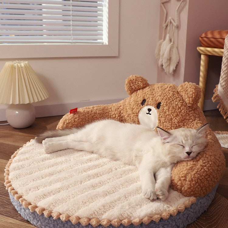 Cozy Bear Hug™ Winter Sanctuary – Ultra-Plush Self-Warming Cat Bed for Deep Sleep & Stress Relief – The Ultimate 'Safe Haven' Nest for Your Feline