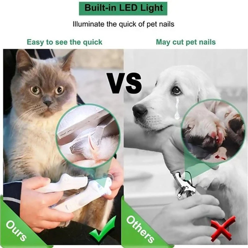 Safe & Gentle Illuminated Pet Grooming Tool - Stress-Free Nail Care for Dogs & Cats - Protect Your Fur Baby with Precision LED Light & Easy-Clean Collector