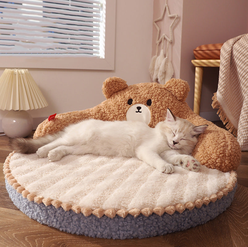 Cozy Bear Hug™ Winter Sanctuary – Ultra-Plush Self-Warming Cat Bed for Deep Sleep & Stress Relief – The Ultimate 'Safe Haven' Nest for Your Feline