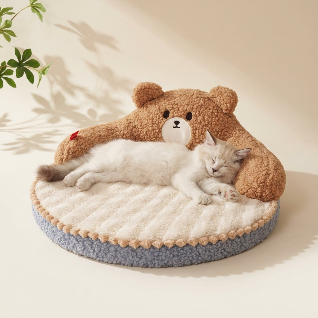 Cozy Bear Hug™ Winter Sanctuary – Ultra-Plush Self-Warming Cat Bed for Deep Sleep & Stress Relief – The Ultimate 'Safe Haven' Nest for Your Feline