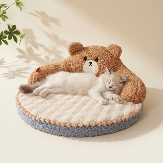 Cozy Bear Hug™ Winter Sanctuary – Ultra-Plush Self-Warming Cat Bed for Deep Sleep & Stress Relief – The Ultimate 'Safe Haven' Nest for Your Feline