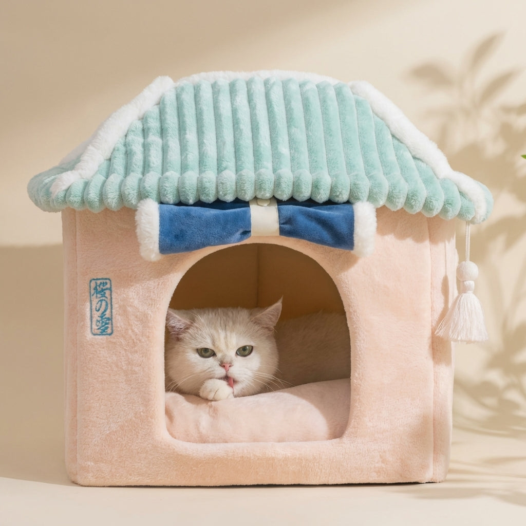 Luxury Cat Villa Private Sanctuary - Cozy Anxiety-Relief Hideaway & Premium Sleeping Condo for Ultimate Feline Comfort & Security