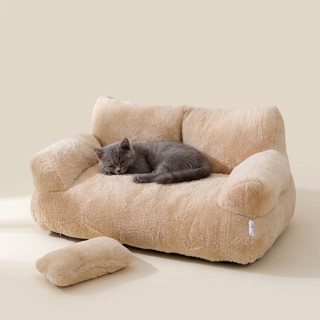 Premium Luxury Cat Sanctuary Sofa - Ultra-Soft Cozy Cuddle Nest for Anxiety Relief & Deep Sleep - Aesthetic Modern Pet Furniture That Blends Perfectly with Your Home Decor