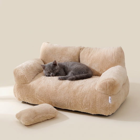 Premium Luxury Cat Sanctuary Sofa - Ultra-Soft Cozy Cuddle Nest for Anxiety Relief & Deep Sleep - Aesthetic Modern Pet Furniture That Blends Perfectly with Your Home Decor
