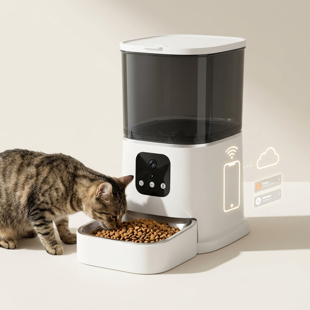 Smart WiFi Pet Feeder for Worry-Free Care - Stay Connected via App & Voice Message - Healthy Portion Control & Fresh Food Dispenser for Happy Cats & Dogs