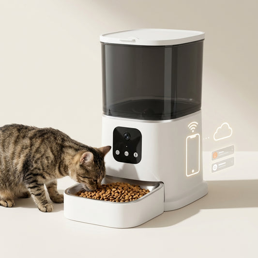 Smart WiFi Pet Feeder for Worry-Free Care - Stay Connected via App & Voice Message - Healthy Portion Control & Fresh Food Dispenser for Happy Cats & Dogs