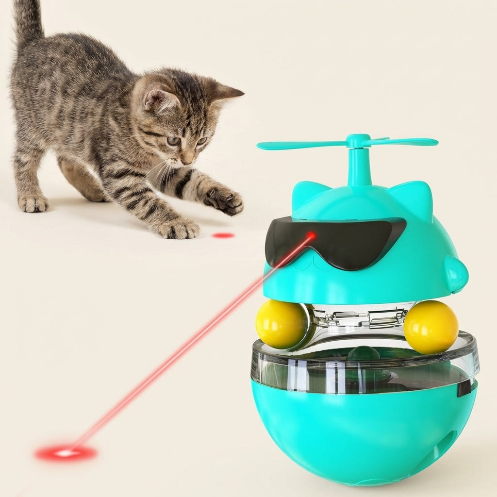 Boredom Relief Smart Laser Tumbler – Engaging Self-Play Companion for Healthy, Active Cats – Stimulates Hunting Instincts & Promotes Mental Wellness (USB Charged)