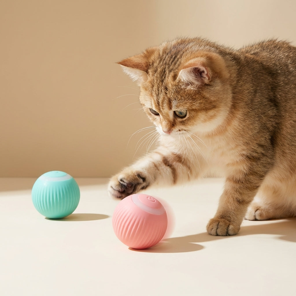 Boredom Relief Smart Rolling Ball for Cats - Engage Hunting Instincts & Mental Stimulation, Whisper-Quiet Automatic Playmate for Happy, Active Felines