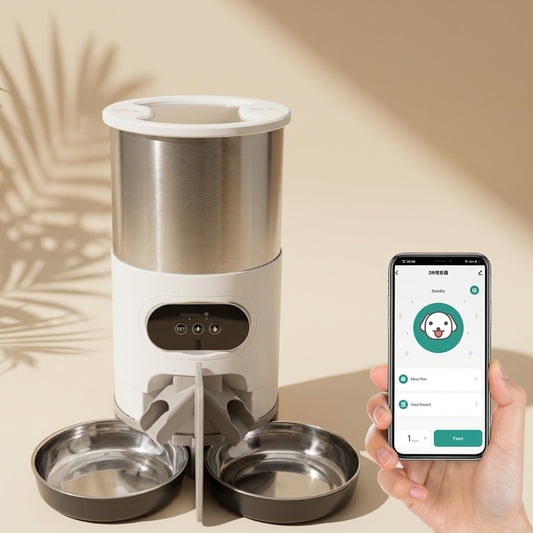 Connected Care Smart Pet Feeder – Ensure Healthy Meals Anytime with Remote App Control, Personalized Voice Messages, and Hygienic Stainless Steel Bowl for Total Peace of Mind