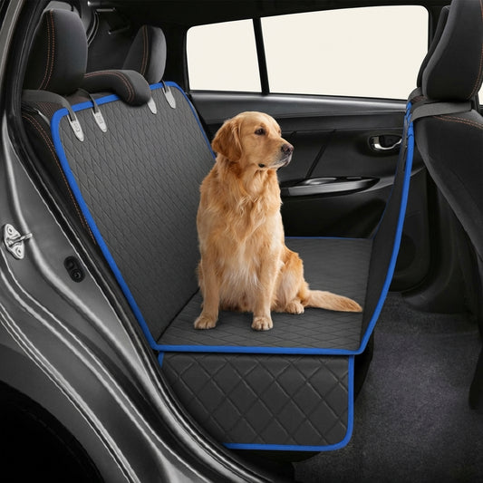 Premium Pet Travel Hammock with Calming Visual Window - Breathable, Waterproof Dog Back Seat Protector for Anxiety-Free Road Trips - Safe, Non-Slip Car Mat with Storage & Easy-Access Zippers