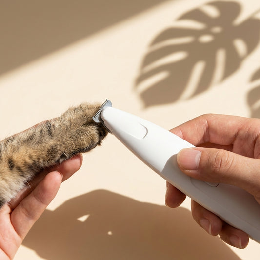 Safe & Gentle Home Grooming Kit for Anxious Pets - Whisper-Quiet Waterproof Paw Trimmer with Safety LED Light - Stress-Free Trimming for Dogs & Cats (Cordless & Rechargeable)