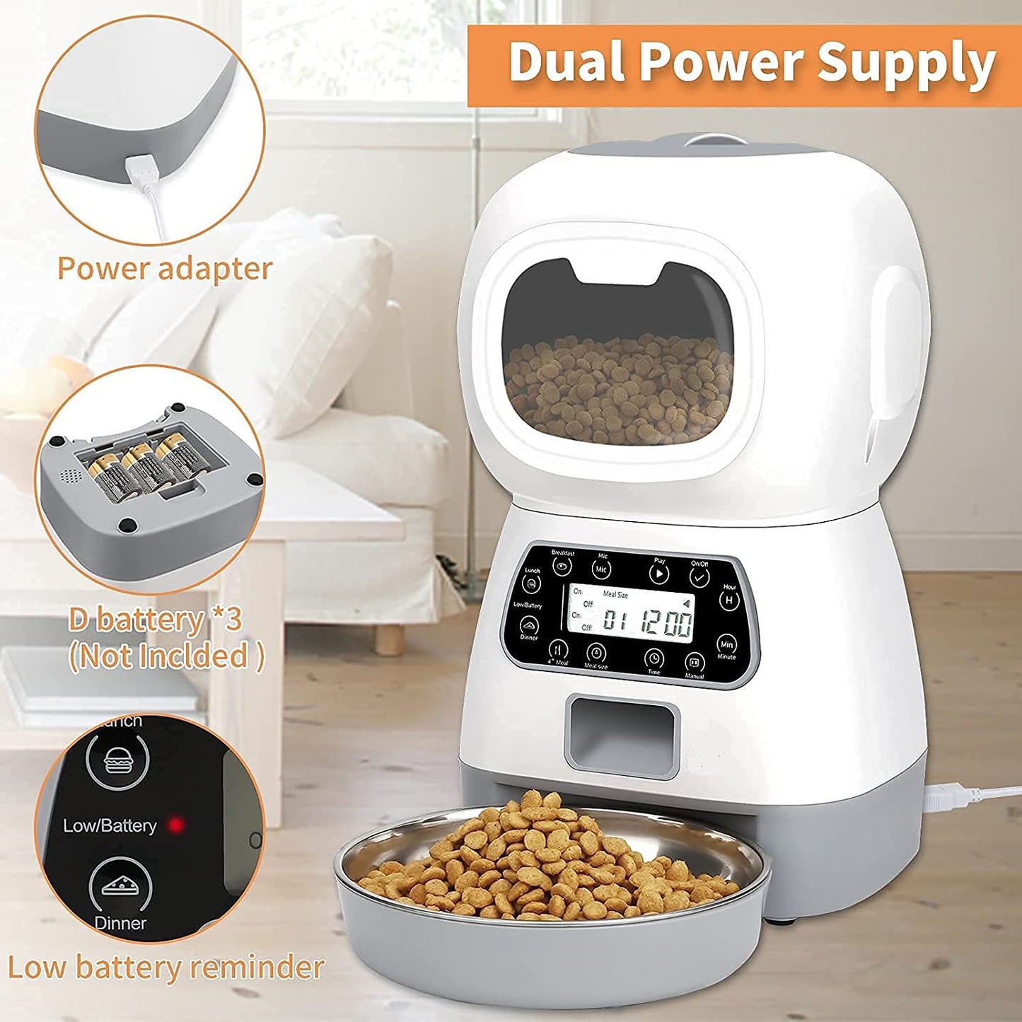 Connected Care Smart Pet Feeder – Ensure Healthy Meals Anytime with Remote App Control, Personalized Voice Messages, and Hygienic Stainless Steel Bowl for Total Peace of Mind